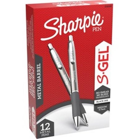 SHARPE MFG CO Sharpie SAN2126182 7 mm Gunmetal Barrel Black Gel-Based Ink Sharpie S-Gel Pens; Pack of 12 SAN2126182